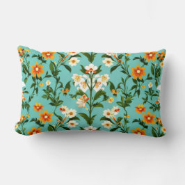Blauw Retro Boho  Bloemenpatroon Kussen