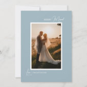 Blauw Retro Boho Minimalistisch Merry Married Port Feestdagenkaart (Voorkant)