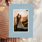 Blauw Retro Boho Minimalistisch Merry Married Port Feestdagenkaart