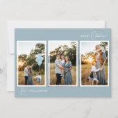 Blauw Retro Boho Minimalistische Vijf Foto Collage Feestdagenkaart (Voorkant)