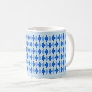 Blauw Retro Diamant Kleurpatroon  Geometrie Koffiemok
