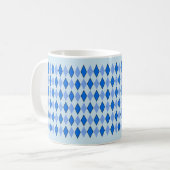 Blauw Retro Diamant Kleurpatroon  Geometrie Koffiemok (Voorkant links)