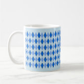 Blauw Retro Diamant Kleurpatroon  Geometrie Koffiemok (Links)