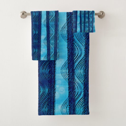 Blauw Retro Golf Uniek Cool Patroon Bad Handdoek (Insitu)
