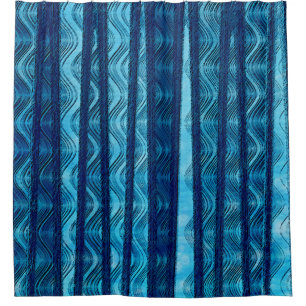 Blauw Retro Golf Uniek Koel Patroon Douchegordijn