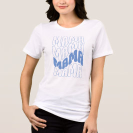 Blauw Retro Groovy Schattige Mama Moederdag Moeder Tri-Blend Shirt