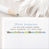 Blauw Retro Jongens Speelgoed Leuk Kind Verjaardag Etiket (Insitu)