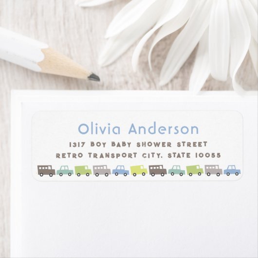 Blauw Retro Jongens Speelgoed Leuk Kind Verjaardag Etiket (Insitu)