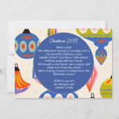 Blauw Retro Kerst Foto Kaart | Horizontaal (Achterkant)