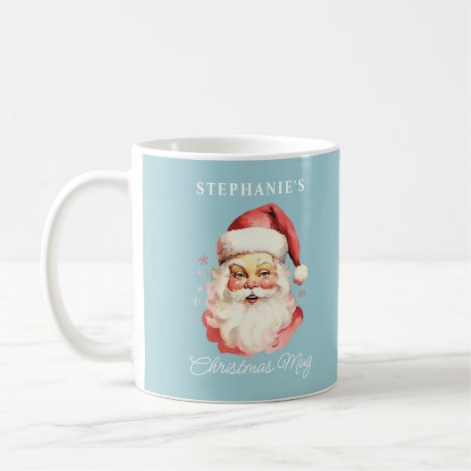 Blauw  Retro Kerstman Kerst Koffiemok (Links)