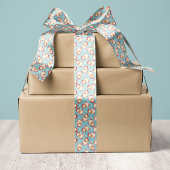 Blauw  Retro Kerstman Kerst Satijnen Lint