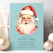 Blauw  Retro Kerstman Kerstfeest Kaart