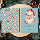 Blauw  Retro Kerstman Kerstfeest Kaart