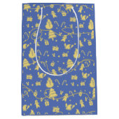 Blauw Retro Kerstpatroon Medium Cadeauzakje (Voorkant)