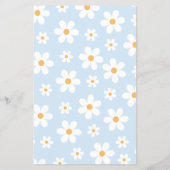Blauw Retro Madeliefje Baby Shower Bingo Flyer (Achterkant)