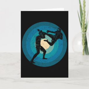 Blauw Retro Muay Thai - Nak Muay, Kickbokscadeau Kaart
