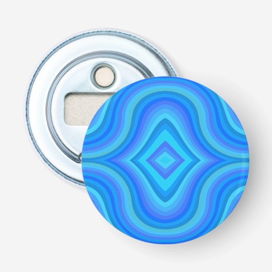 Blauw retro patroon button flesopener (Voorkant)