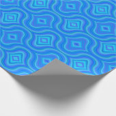 Blauw retro patroon cadeaupapier (Hoek)