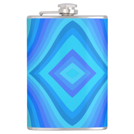 Blauw retro patroon heupfles (Voorkant)