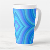 Blauw retro patroon latte mok (Rechterhoek)