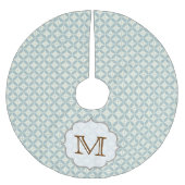 Blauw Retro Patroon Monogram Initialen boomrok Kerstboom Rok (Voorkant)