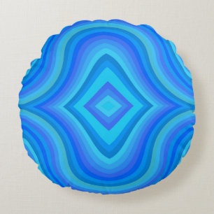 Blauw retro patroon rond kussen