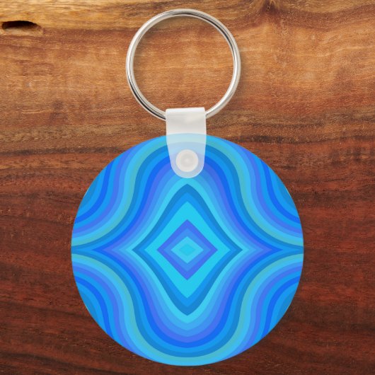 Blauw retro patroon sleutelhanger (Achterkant)