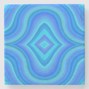 Blauw retro patroon stenen onderzetter