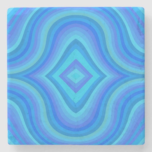 Blauw retro patroon stenen onderzetter (Voorkant)
