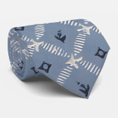 Blauw retro patroon stropdas (Opgerold)