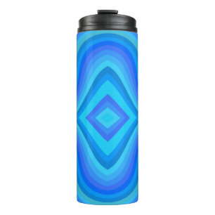 Blauw retro patroon thermosbeker