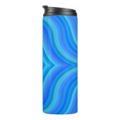 Blauw retro patroon thermosbeker (Geroteerd rechts)