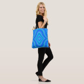 Blauw retro patroon tote bag (Op model)