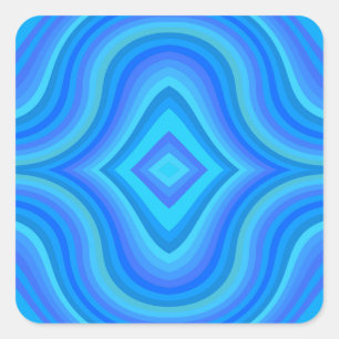Blauw retro patroon vierkante sticker