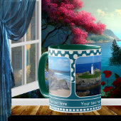 Blauw Retro Polka stip uw foto's Mok