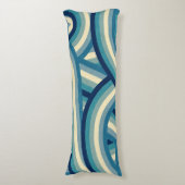 Blauw Retro Regenboog Strepen Patroon Lichaamskussen (Voorkant Verticaal)