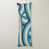 Blauw Retro Regenboog Strepen Patroon Lichaamskussen (Achterkant (Verticaal))