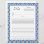 Blauw Retro Star Recept Pagina (Voorkant / Achterkant)