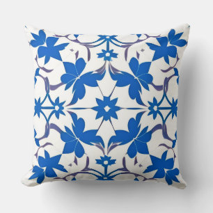 Blauw Retro Tegels Ontwerp Invloed Kussen