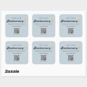 Blauw Retro Vastgoed Thuisjubileum QR-code  Vierkante Sticker (Vel)