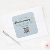 Blauw Retro Vastgoed Thuisjubileum QR-code  Vierkante Sticker (Envelop)