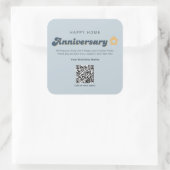 Blauw Retro Vastgoed Thuisjubileum QR-code  Vierkante Sticker (Tas)