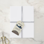 Blauw Retro Vliegtuig Verjaardagsfeestje Cadeaulabel (Met Touw)