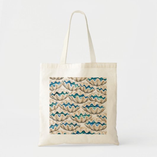 Blauw Reuzenmosselschelp Patroon Tote Bag (Voorkant)