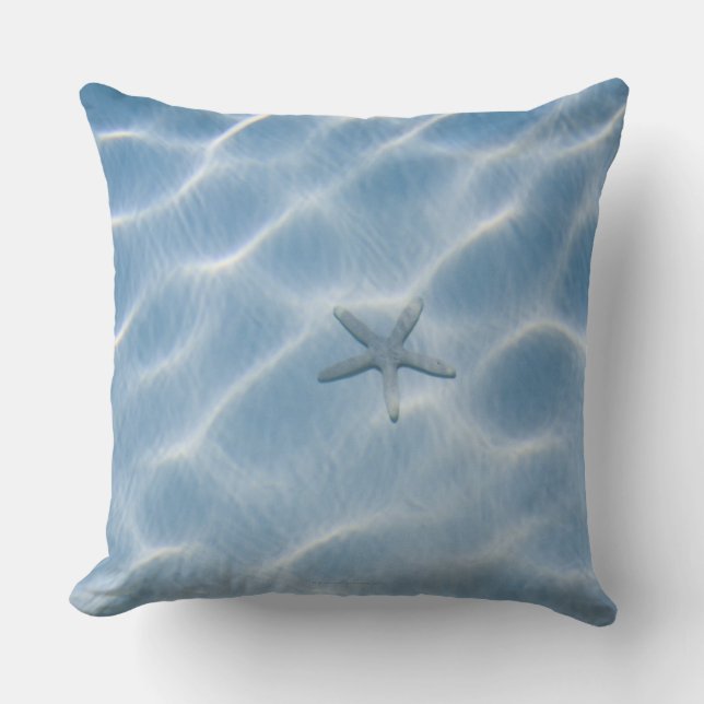 Blauw rimpelwater met zeester kussen (Voorkant)