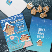 Blauw Rinkelend Peperkoek Vakantie Uitnodiging