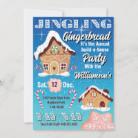 Blauw Rinkelend Peperkoek Vakantie Uitnodiging