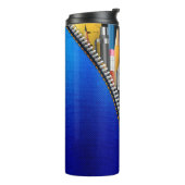 Blauw Rits Pencil Hoesje Thermosbeker (Gedraaid links)