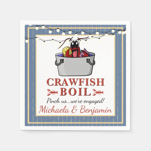 Blauw Rivierkreeftkoken BBQ Speciaal Evenement Bet Servet (Voorkant)