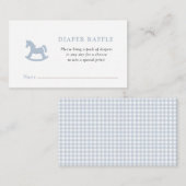 Blauw Rocking paard Baby Boy douche Luier Raffle Informatiekaartje (Voorkant / Achterkant)
